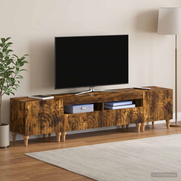 3 darabos LED TV szekrény Füstös Tölgy Szerelt Fa