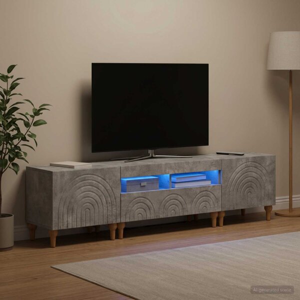 3 darabos LED TV szekrény Betonszürke Szerelt Fa