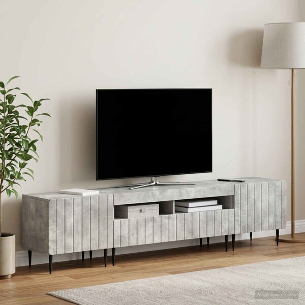3 darabos LED TV szekrény ZWOLLE Betonszürke Szerelt Fa