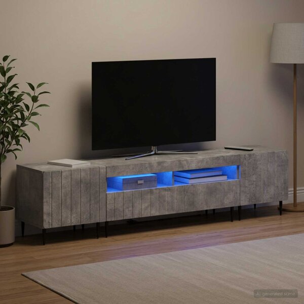 3 darabos LED TV szekrény ZWOLLE Betonszürke Szerelt Fa