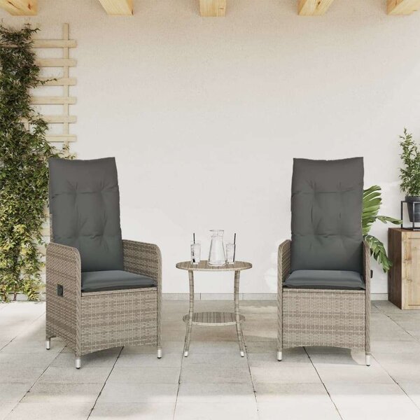 VidaXL Kert Szék - Dönthető - 2 db - Szürke Polyrattan