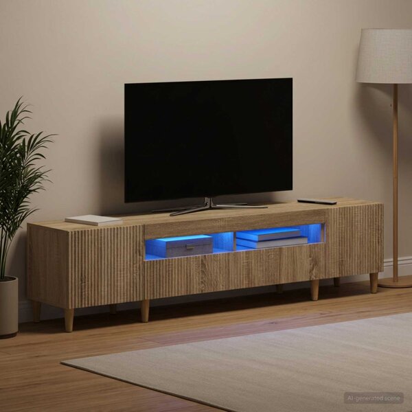 3 darabos LED TV szekrény ARNHEM 3 db Sonoma Tölgy Szerelt Fa