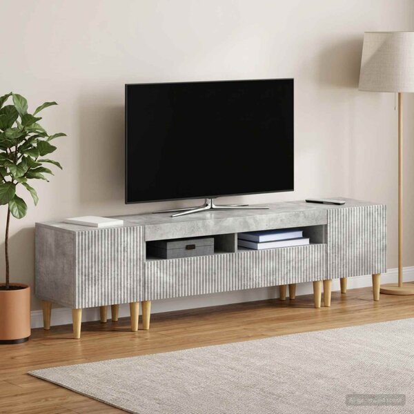 3 darabos LED TV szekrény ARNHEM 3 db Betonszürke Szerelt Fa