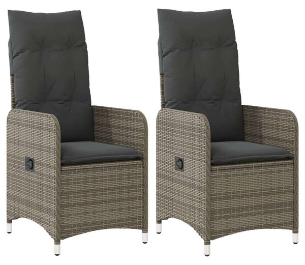 VidaXL Kert Szék - Dönthető - 2 db - Szürke Polyrattan
