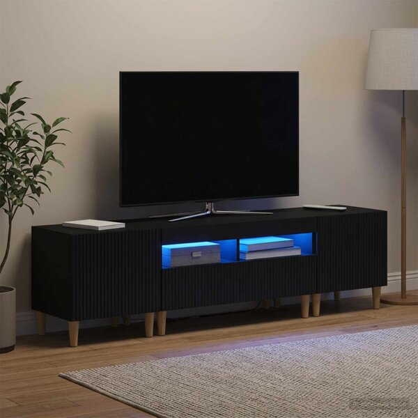 3 darabos LED TV szekrény ARNHEM 3 db Fekete Szerelt Fa