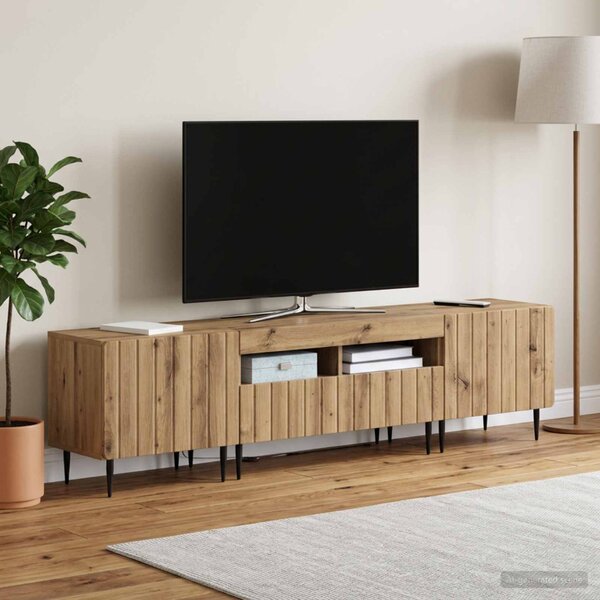 3 darabos LED TV szekrény ZWOLLE Kézműves Tölgy Szerelt Fa