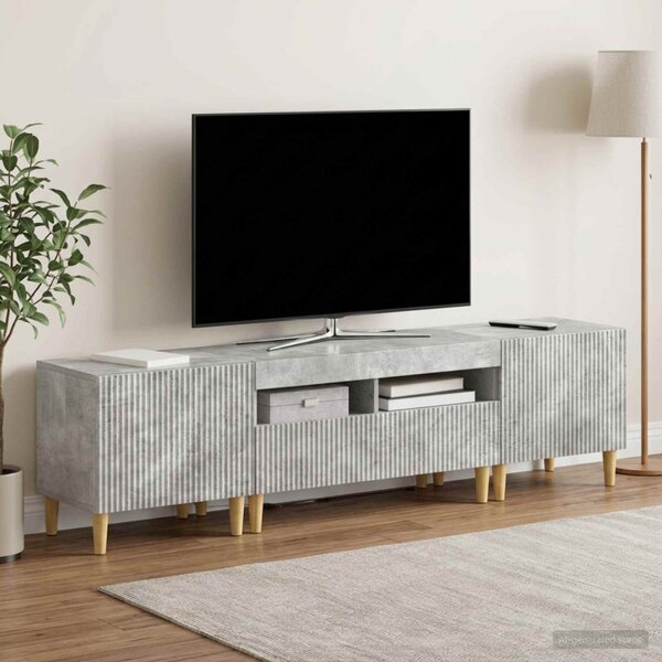 3 darabos LED TV szekrény ARNHEM 3 db Betonszürke Szerelt Fa