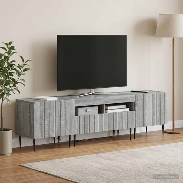 3 darabos LED TV szekrény ZWOLLE Szürke Sonoma Szerelt Fa