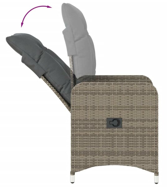 VidaXL Kert Szék - Dönthető - 2 db - Szürke Polyrattan