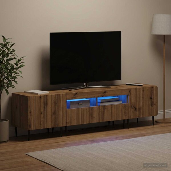 3 darabos LED TV szekrény ZWOLLE Kézműves Tölgy Szerelt Fa