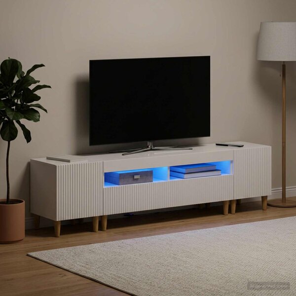 3 darabos LED TV szekrény ARNHEM 3 db Magasfényű Fehér