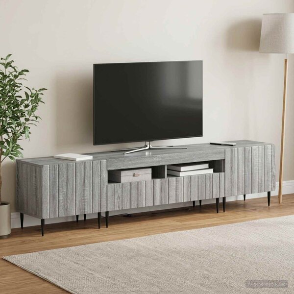 3 darabos LED TV szekrény ZWOLLE Szürke Sonoma Szerelt Fa