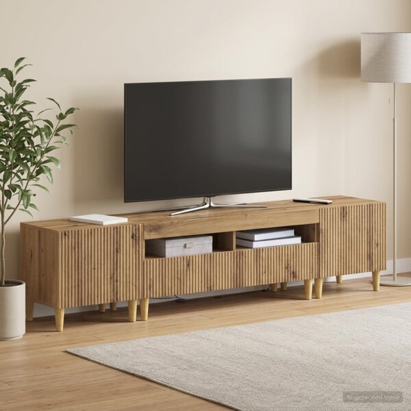 3 darabos LED TV szekrény ARNHEM 3 db Kézműves Tölgy Szerelt Fa
