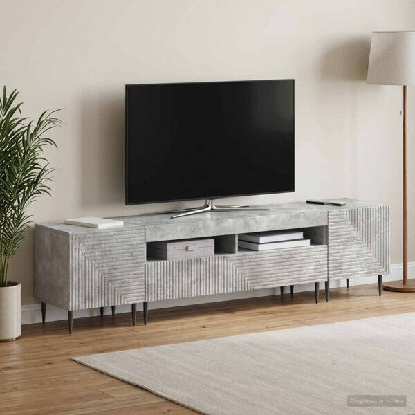3 darabos LED TV szekrény Betonszürke Szerelt Fa