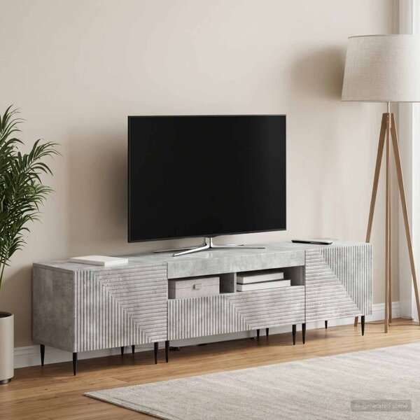 3 darabos LED TV szekrény Betonszürke Szerelt Fa