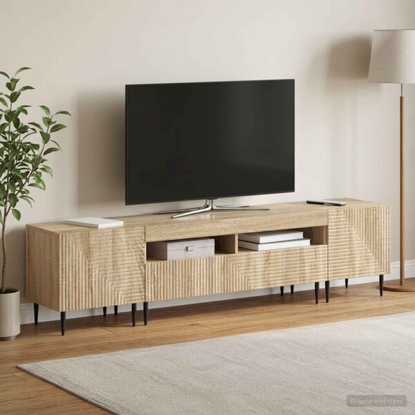 3 darabos LED TV szekrény Sonoma Tölgy Szerelt Fa