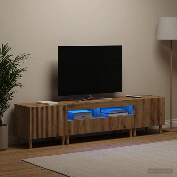 3 darabos LED TV szekrény ARNHEM 3 db Kézműves Tölgy Szerelt Fa