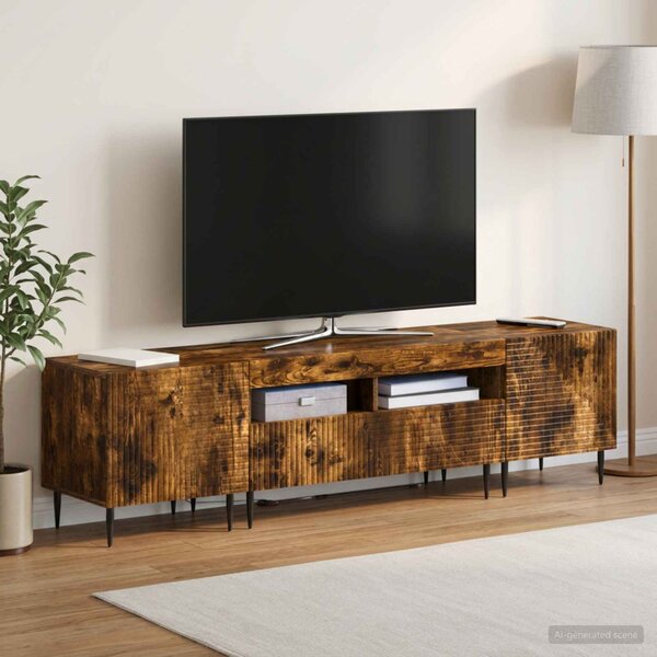 3 darabos LED TV szekrény Füstös Tölgy Szerelt Fa