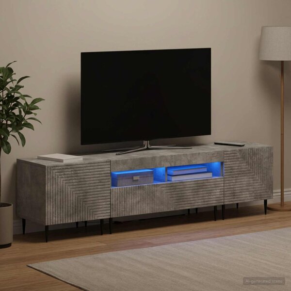 3 darabos LED TV szekrény Betonszürke Szerelt Fa
