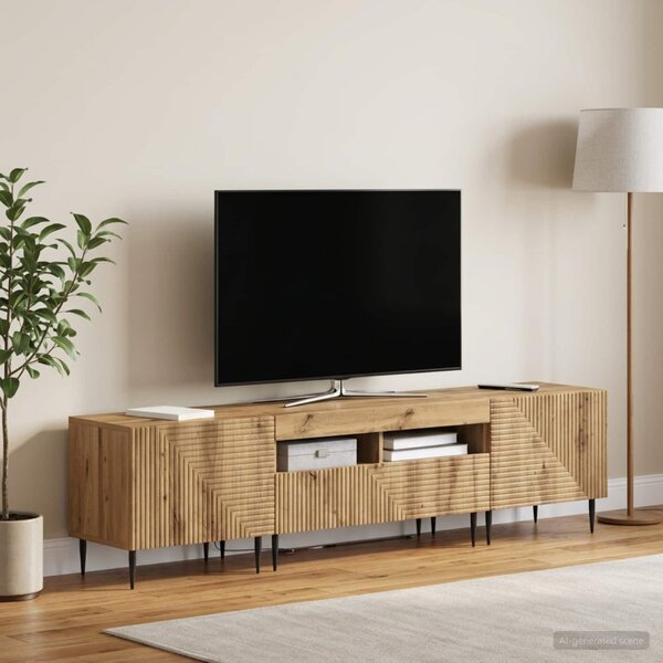 3 darabos LED TV szekrény Kézműves Tölgy Szerelt Fa
