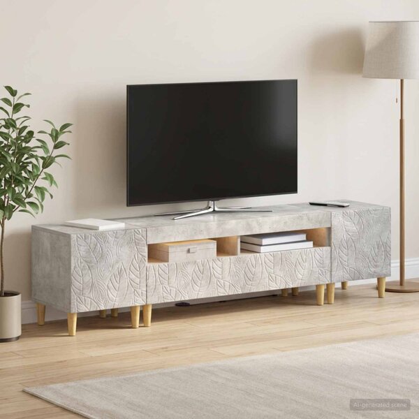 3 darabos LED TV szekrény DELFT Betonszürke Szerelt Fa