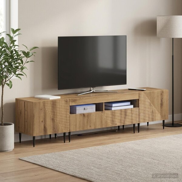3 darabos LED TV szekrény Kézműves Tölgy Szerelt Fa