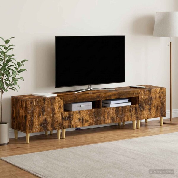 3 darabos LED TV szekrény DELFT Füstös Tölgy Szerelt Fa