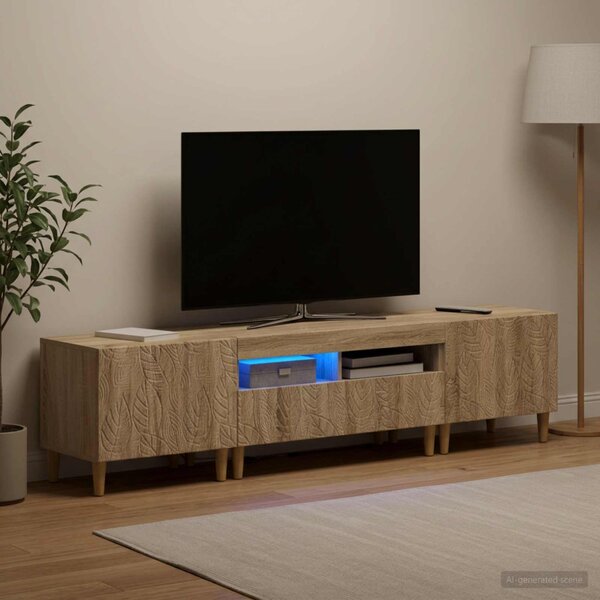 3 darabos LED TV szekrény DELFT Sonoma Tölgy Szerelt Fa