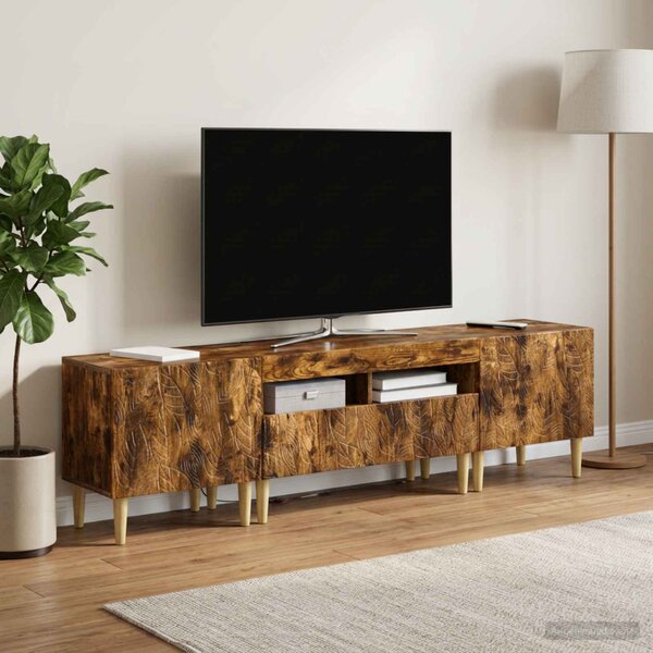 3 darabos LED TV szekrény DELFT Füstös Tölgy Szerelt Fa