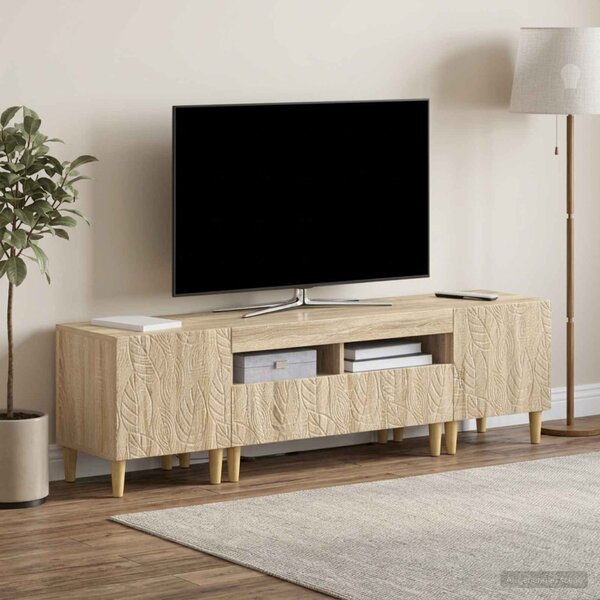 3 darabos LED TV szekrény DELFT Sonoma Tölgy Szerelt Fa