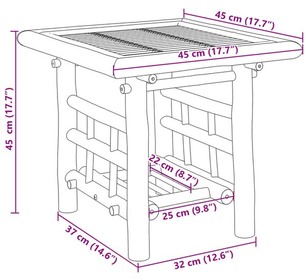 VidaXL bambusz kisasztal 45 x 45 x 45 cm