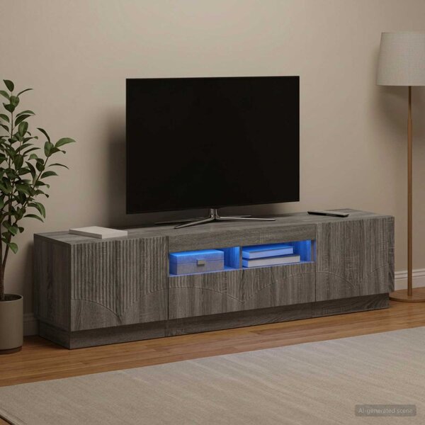 LED TV szekrény HOORN 3 db Szürke Sonoma Szerelt Fa