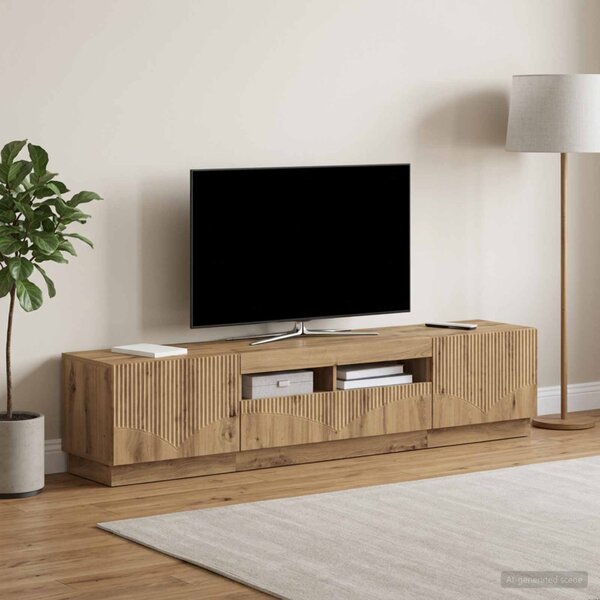 LED TV szekrény HOORN 3 db Kézműves Tölgy Szerelt Fa