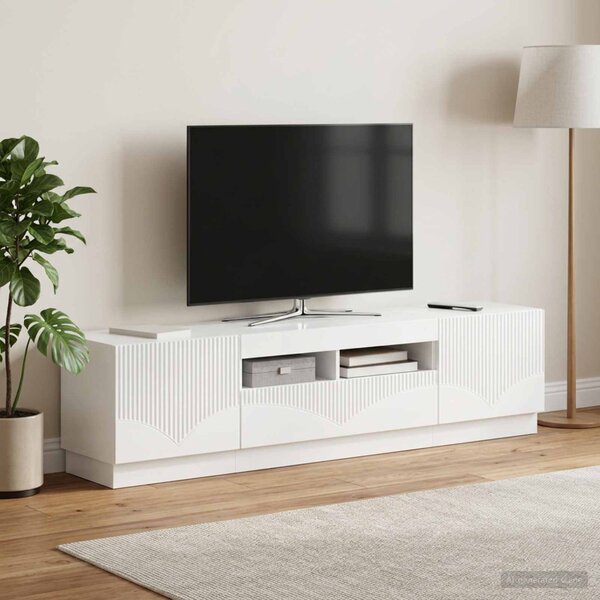 LED TV szekrény HOORN 3 db Magasfényű Fehér Szerelt Fa