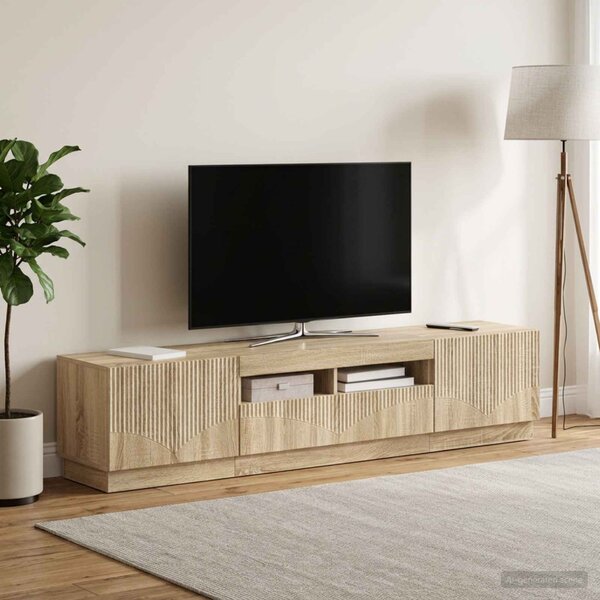 LED TV szekrény HOORN 3 db Sonoma Tölgy Szerelt Fa