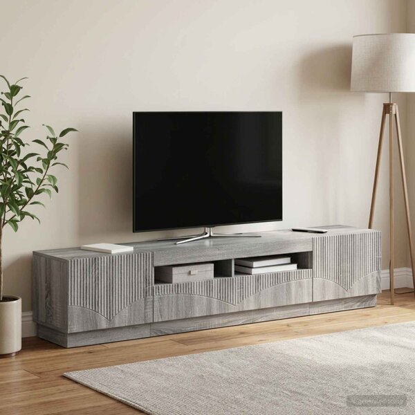 LED TV szekrény HOORN 3 db Szürke Sonoma Szerelt Fa