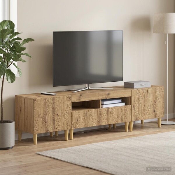 3 darabos LED TV szekrény DELFT Kézműves Tölgy Szerelt Fa