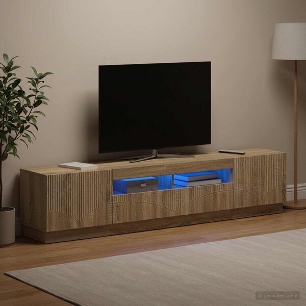 LED TV szekrény HOORN 3 db Sonoma Tölgy Szerelt Fa