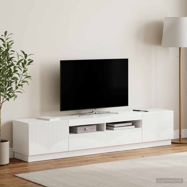 LED TV szekrény HOORN 3 db Magasfényű Fehér Szerelt Fa