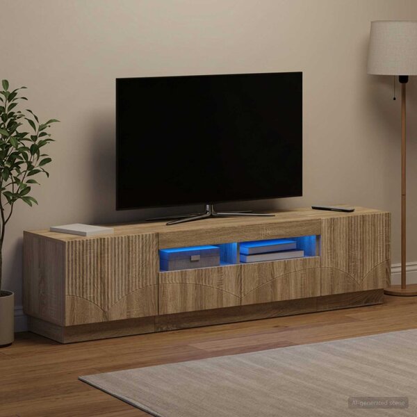 LED TV szekrény HOORN 3 db Sonoma Tölgy Szerelt Fa