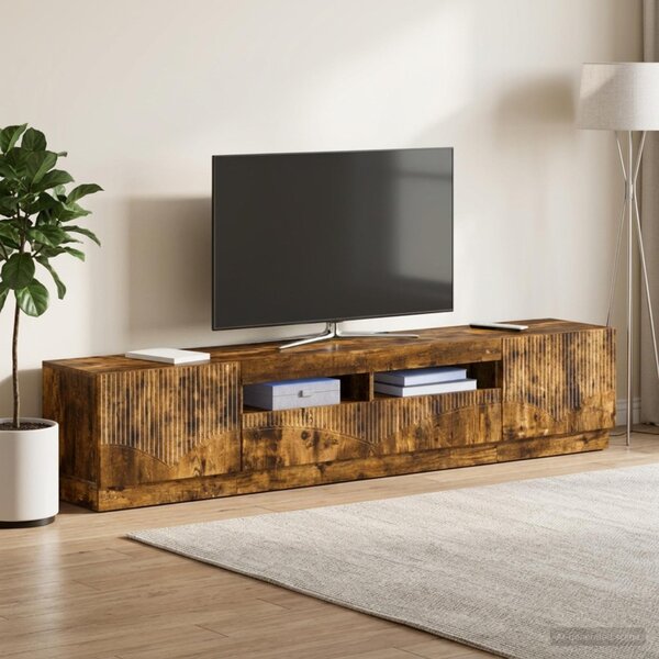 LED TV szekrény HOORN 3 db Füstös Tölgy Szerelt Fa