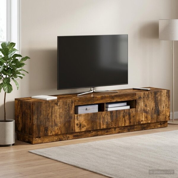 LED TV szekrény HOORN 3 db Füstös Tölgy Szerelt Fa