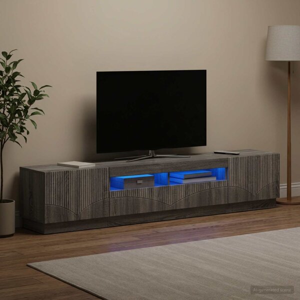 LED TV szekrény HOORN 3 db Szürke Sonoma Szerelt Fa