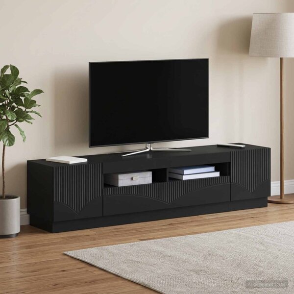 LED TV szekrény HOORN 3 db Fekete Szerelt Fa