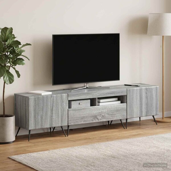 LED TV szekrény BREDA 3 db Szürke Sonoma Szerelt Fa