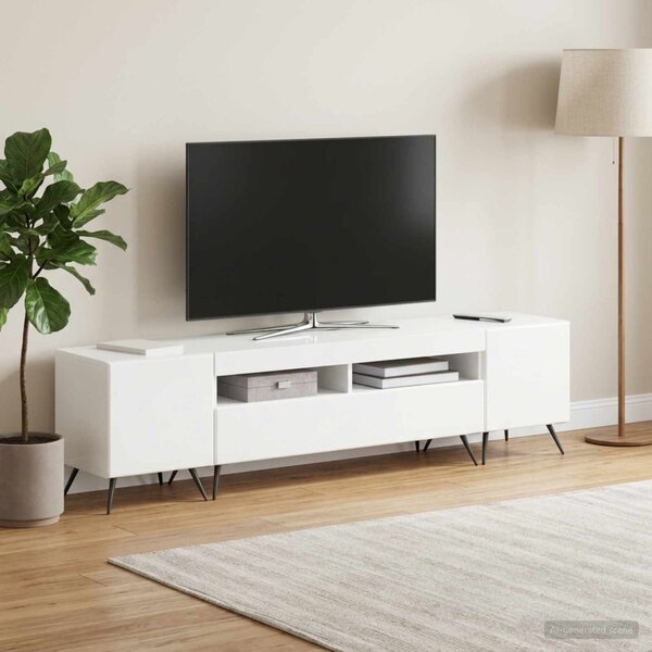 LED TV szekrény BREDA 3 db Magasfényű Fehér Szerelt Fa
