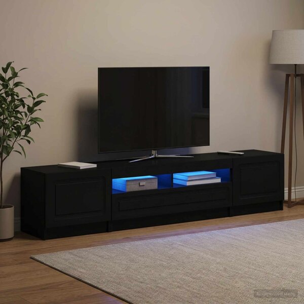 LED TV szekrény UTRECHT 3 db Fekete Szerelt Fa