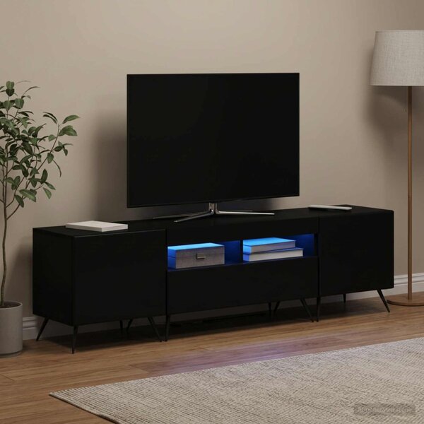 LED TV szekrény BREDA 3 db Fekete Szerelt Fa