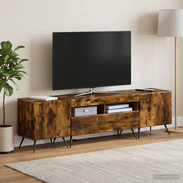 LED TV szekrény BREDA 3 db Füstös Tölgy Szerelt Fa