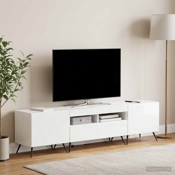 LED TV szekrény BREDA 3 db Magasfényű Fehér Szerelt Fa